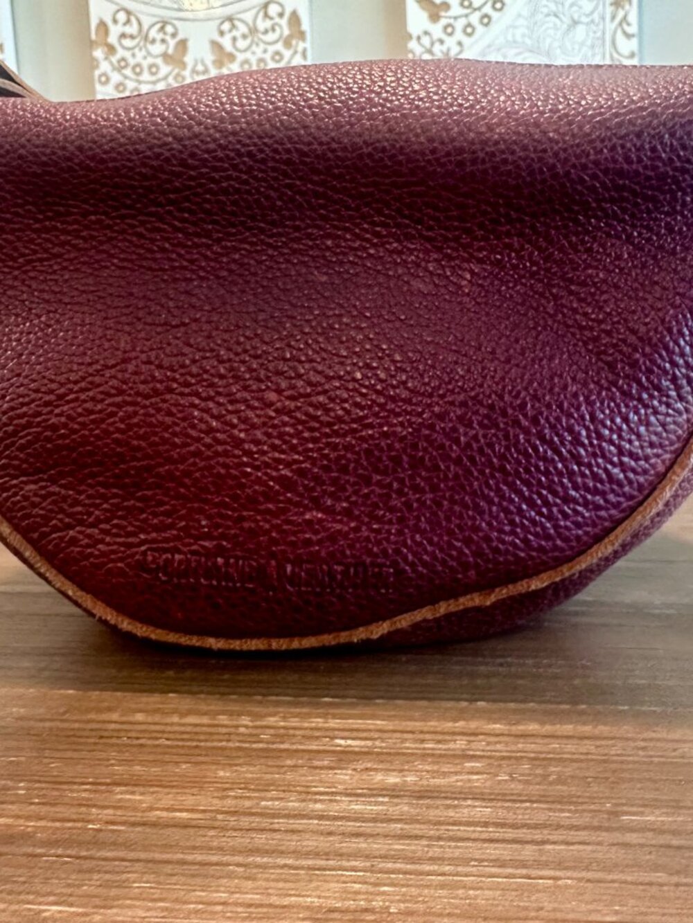 Portland Leather Goods Half Moon Crossbody Burgundy Full Grain Leather Bag - Picture 4 of 10